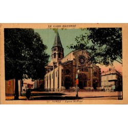 Carte postale ancienne de Nîmes représentant l’église Saint-Paul dans le Gard au début du XXe siècle