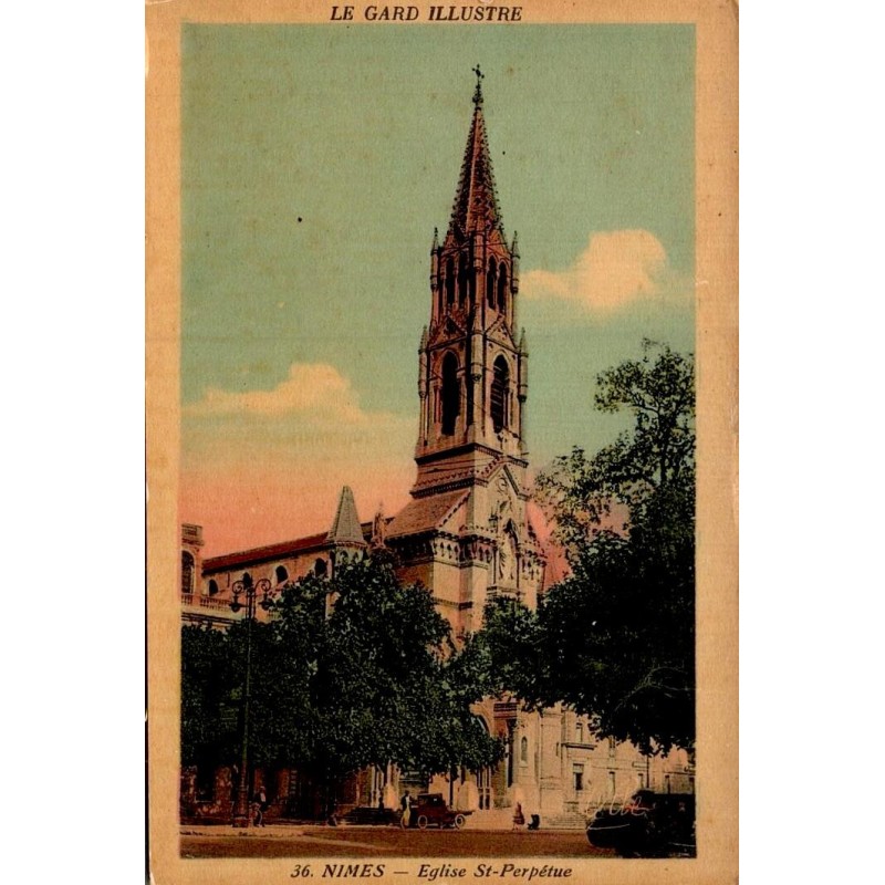 Carte postale ancienne de Nîmes représentant l’église Saint-Perpétue dans le Gard au début du XXe siècle