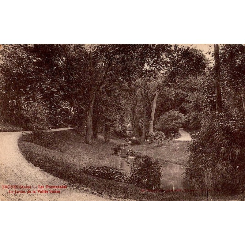 Carte postale ancienne Troyes – Promenades et Jardins de la Vallée Suisse