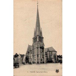 Carte postale ancienne Troyes – Église Saint-Rémy, clocher vrillé et architecture gothique