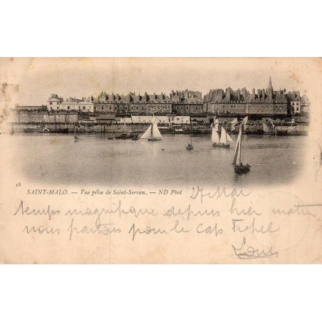 Carte postale ancienne Saint-Malo vue prise de Saint-Servan en Ille-et-Vilaine