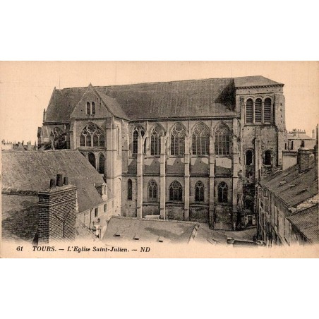 Carte postale ancienne Tours église Saint-Julien en Indre-et-Loire édition ND