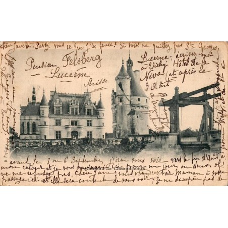 Carte postale ancienne château de Chenonceaux en Indre-et-Loire vue historique du monument