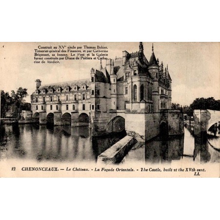 Carte postale ancienne Chenonceaux façade orientale du château en Indre-et-Loire édition LL