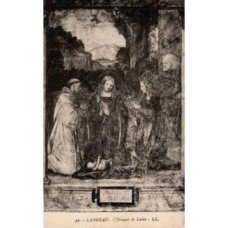 Carte postale ancienne Langeais fresque de Luini en Indre-et-Loire édition LL