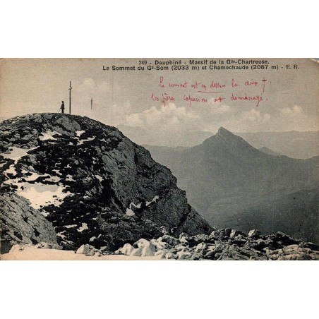 Carte postale ancienne massif de la Grande Chartreuse Grand Som et Chamechaude en Isère