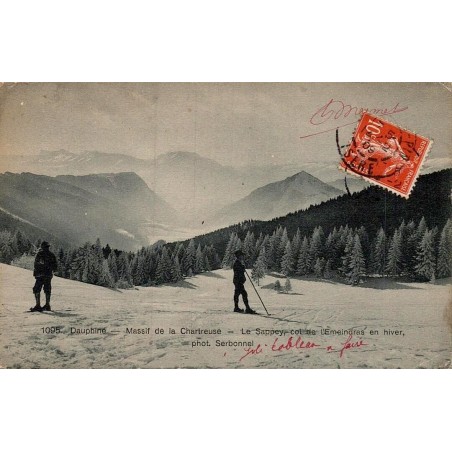 Carte postale ancienne Le Sappey-en-Chartreuse col de l’Emeindras en hiver dans le massif de la Chartreuse en Isère
