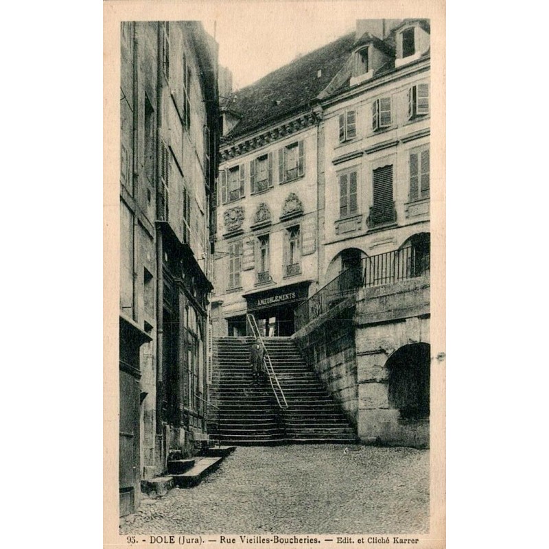 Carte postale ancienne Dole rue Vieilles-Boucheries Jura vieille ville édition Karrer