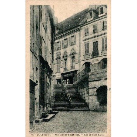 Carte postale ancienne Dole rue Vieilles-Boucheries Jura vieille ville édition Karrer