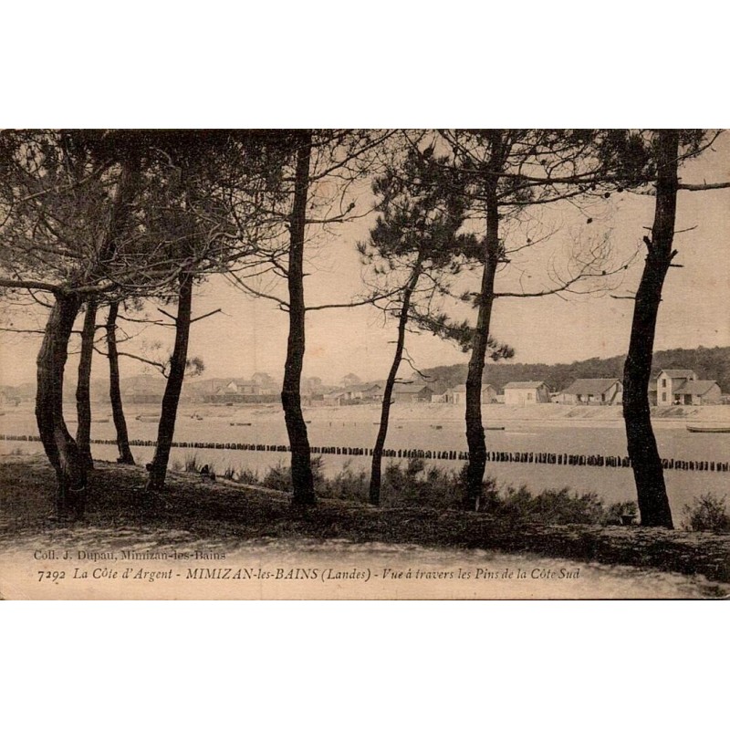 Carte postale ancienne Mimizan-les-Bains vue à travers les pins côte sud Côte d’Argent Landes