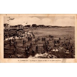 Carte postale ancienne Capbreton la plage à l’heure du bain côte landaise scène balnéaire animée LL