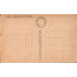 Carte postale ancienne Cité de Carcassonne – Église Saint-Nazaire & Théâtre | CPA historique