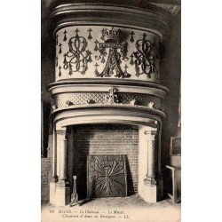 Carte postale ancienne Blois château musée cheminée d’Anne de Bretagne intérieur Renaissance édition LL