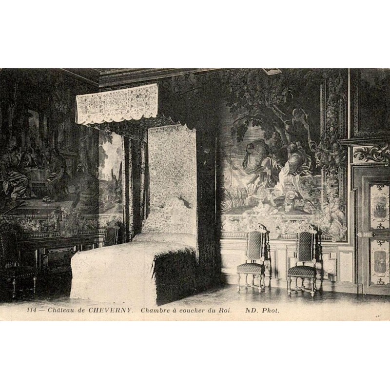 Carte postale ancienne Cheverny chambre à coucher du Roi château intérieur historique ND Phot