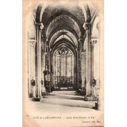Carte postale ancienne Cité de Carcassonne – Église Saint-Nazaire, la nef