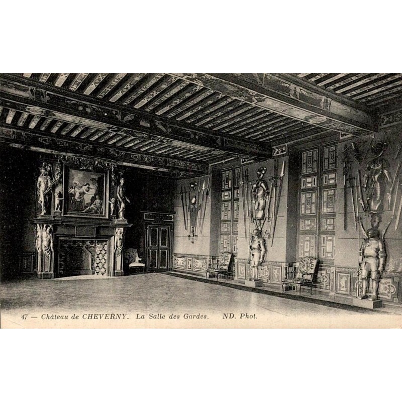 Carte postale ancienne Cheverny salle des gardes château intérieur historique ND Phot Loir-et-Cher