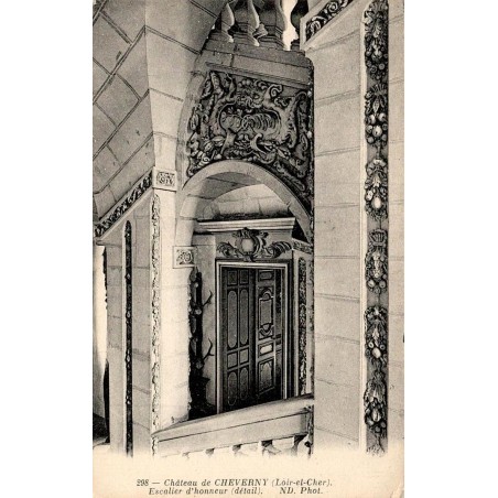 Carte postale ancienne Cheverny escalier d’honneur château intérieur historique ND Phot Loir-et-Cher