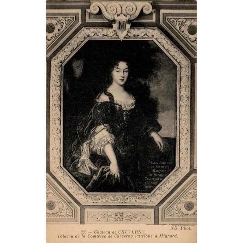 Carte postale ancienne Cheverny tableau de la Comtesse de Cheverny attribué à Mignard intérieur du château