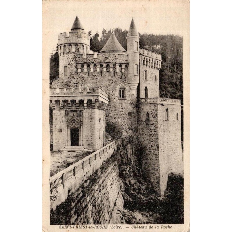 Carte postale ancienne Saint-Priest-la-Roche château de la Roche vue sur la Loire patrimoine ligérien
