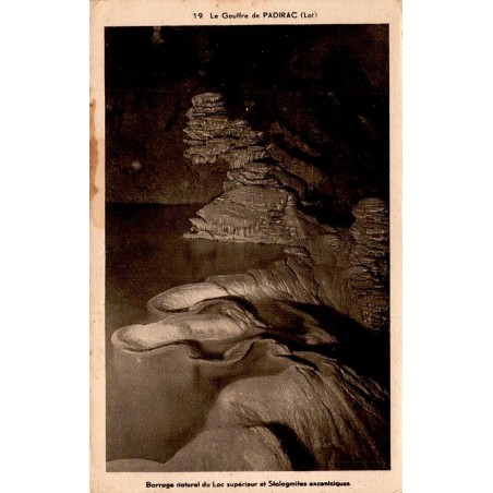 CPA Padirac lac supérieur stalagmites