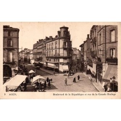 CPA Agen Grande Horloge et République