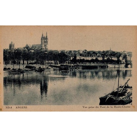 Carte postale ancienne Angers vue prise du Pont de la Haute-Chaîne Maine-et-Loire édition ND panorama sur la Maine