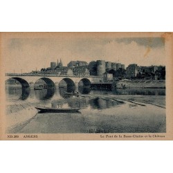 Carte postale ancienne Angers Le Pont de la Basse-Chaîne et le Château Maine-et-Loire édition ND 209 vue sur la Maine