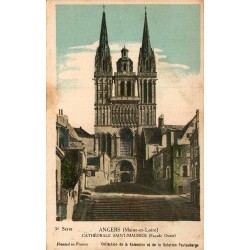Carte postale ancienne Angers Cathédrale Saint-Maurice façade ouest Maine-et-Loire vue architecturale monument religieux