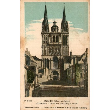 Carte postale ancienne Angers Cathédrale Saint-Maurice façade ouest Maine-et-Loire vue architecturale monument religieux
