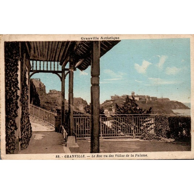 Carte postale ancienne Granville le Roc vu des Villas de la Falaise Manche série Granville Artistique vue panoramique