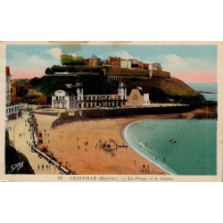 Carte postale ancienne Granville la plage et le casino Manche vue du front de mer et de la station balnéaire normande