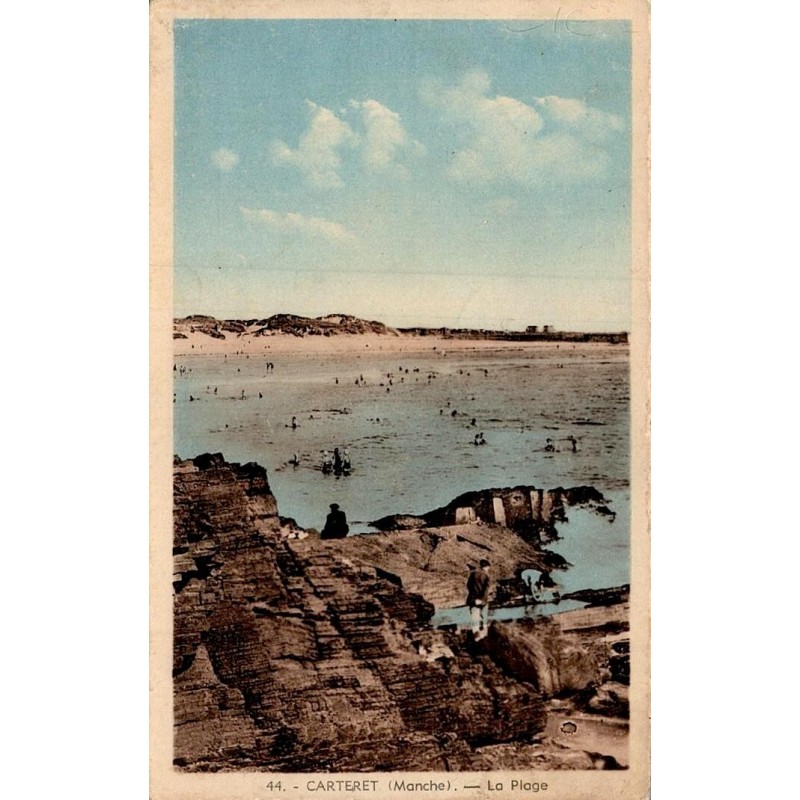 Carte postale ancienne Carteret la plage Manche vue du littoral normand et de la station balnéaire