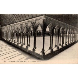 Carte postale ancienne Le Mont-Saint-Michel le Cloître de l’Abbaye Manche édition LL 80 vue intérieure gothique