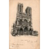 Carte postale ancienne Reims la Cathédrale Marne vue générale de la façade gothique du monument historique