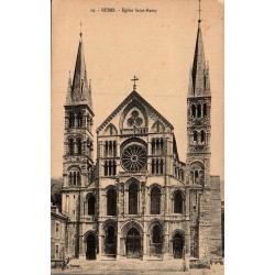 Carte postale ancienne Reims Église Saint-Remy Marne vue du monument religieux historique et de son architecture romane