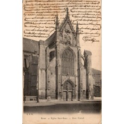Carte postale ancienne Reims Église Saint-Remi Petit Portail Marne détail architectural sculpté de la basilique
