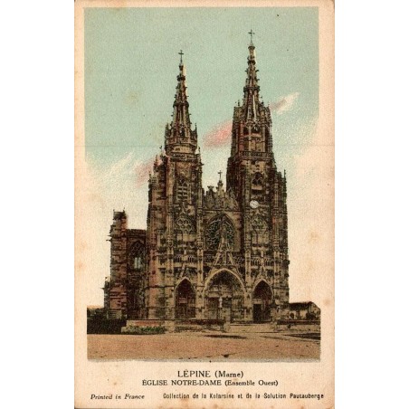 Carte postale ancienne L’Épine église Notre-Dame ensemble ouest Marne vue de la basilique gothique flamboyante