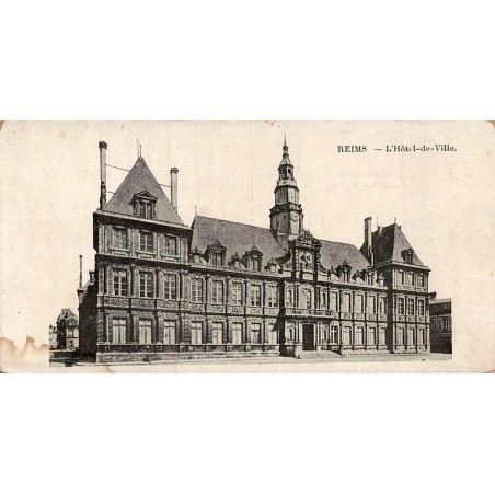 Carte postale ancienne Reims Hôtel de Ville format mini Marne vue du monument historique et de sa façade monumentale