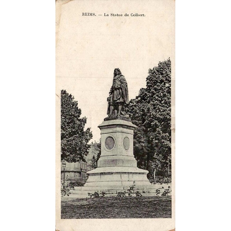 Carte postale ancienne Reims la Statue de Colbert format mini Marne monument historique du square Colbert