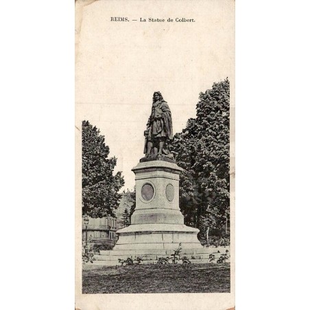 Carte postale ancienne Reims la Statue de Colbert format mini Marne monument historique du square Colbert