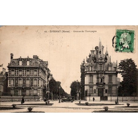 Carte postale ancienne Épernay Avenue de Champagne Marne vue historique du prestigieux quartier des maisons de Champagne