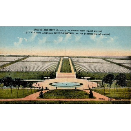 Carte postale ancienne Cimetière Américain Meuse-Argonne vue générale Romagne-sous-Montfaucon Meuse Première Guerre mondiale