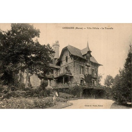Carte postale ancienne Germaine Villa Felicia La Tourelle Marne demeure bourgeoise de la Belle Époque