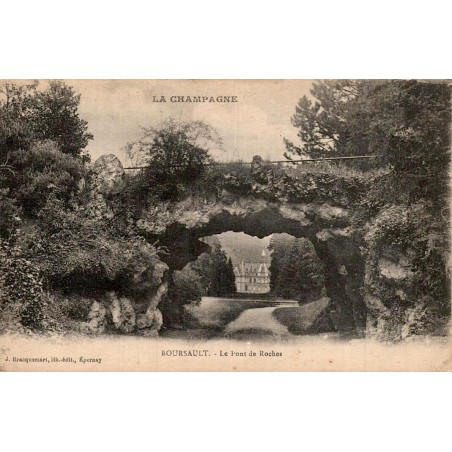 Carte postale ancienne Boursault Le Pont des Roches Marne vue d’un pont rural dans le paysage champenois