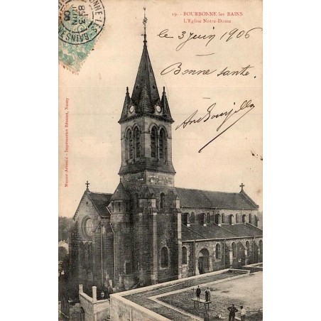 Carte postale ancienne Bourbonne-les-Bains église Notre-Dame Haute-Marne vue du principal monument religieux