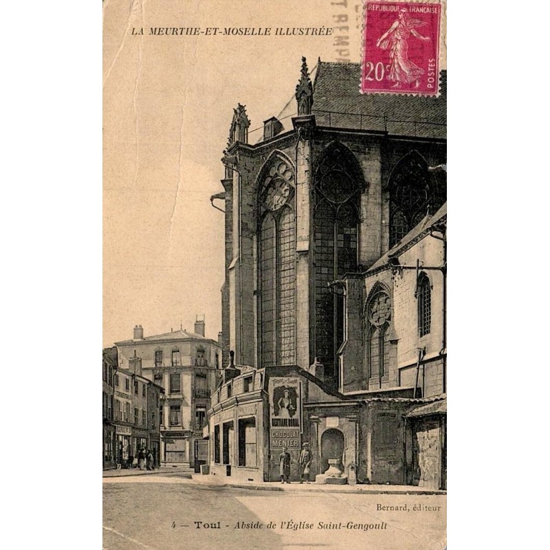 Carte postale ancienne représentant l’abside de l’église Saint-Gengoult de Toul en Meurthe-et-Moselle.