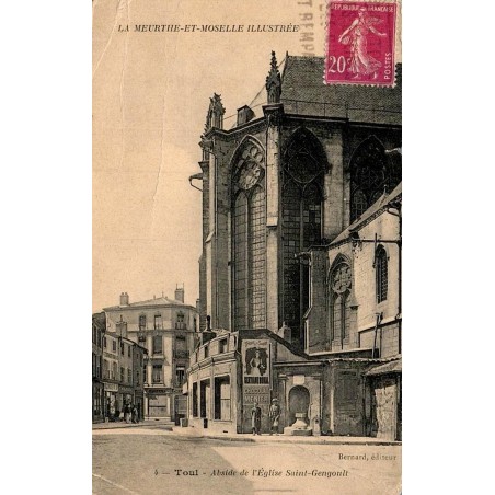 Carte postale ancienne représentant l’abside de l’église Saint-Gengoult de Toul en Meurthe-et-Moselle.