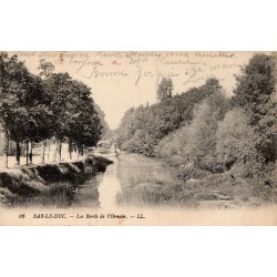 Carte postale ancienne représentant les bords de l’Ornain à Bar-le-Duc dans la Meuse au début du XXᵉ siècle.