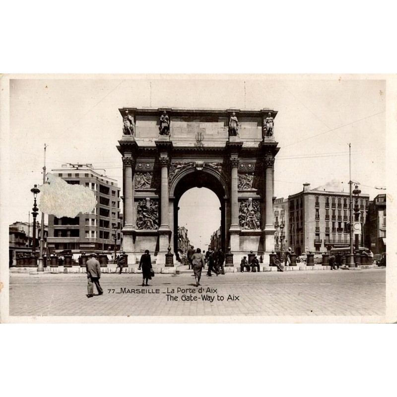 Carte postale ancienne de la Porte d’Aix à Marseille, arc de triomphe historique en centre-ville