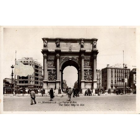 Carte postale ancienne de la Porte d’Aix à Marseille, arc de triomphe historique en centre-ville